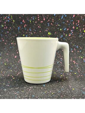IKEA White and Lime Green Ceramic Coffee Mug with Handle